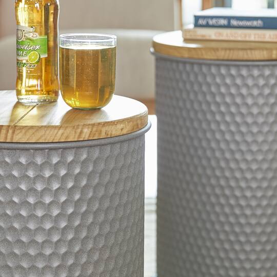 Glitzhome® Metal Storage Accent Table with Solid Wood Lid Set
